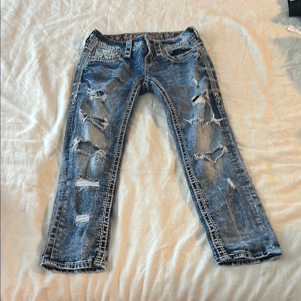 Distressed Blue Jeans